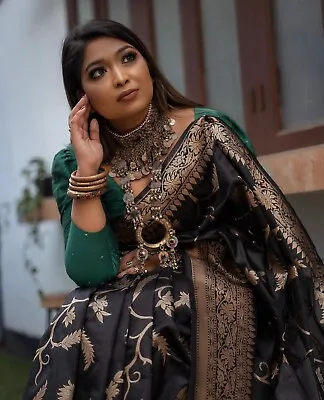 Saree Indian Wedding Party Wear Pakistani Designer Banarasi Soft Silk Sari • $34.99