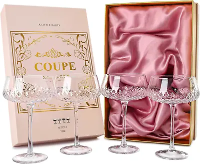 Coupe Glasses Martini Glasses Set Of 4 Vintage Champagne Coupe Glasses 12Oz L • $61.56