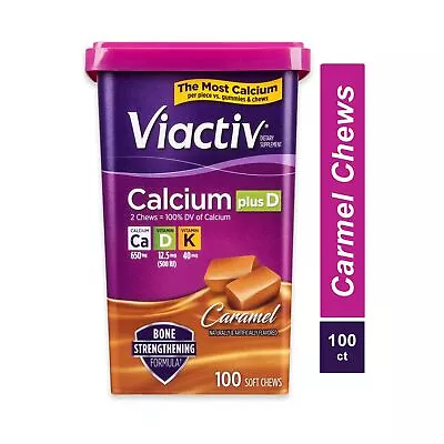 Viactiv Calcium +D Supplement Soft Chews Caramel 100-Count High Quality • $31.76