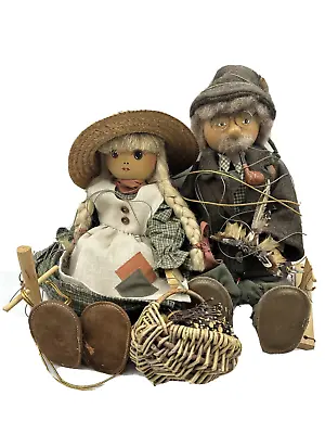 Wood Marionettes Ursula Gehlmann Puppet Pair Maiden & Hunter Handmade German • $115.50