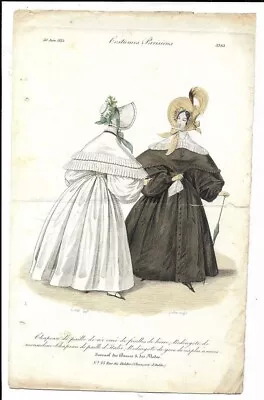 Journal Des Dames   Regency Fashion Plate    Costume Parisien  1835   Plate 3283 • £9.99