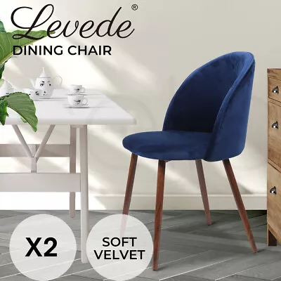 Levede Dining Chairs Lounge Accent Chair Kitchen Cafe PU Fabric Velvet Padded • $129.99