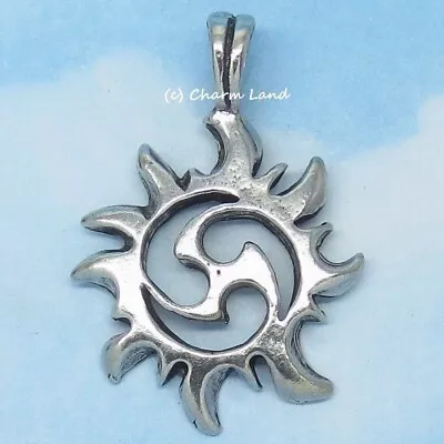 Sun Pewter Necklace Genuine Leather Silver Tribal Maori Tattoo Charm Land • $12.99