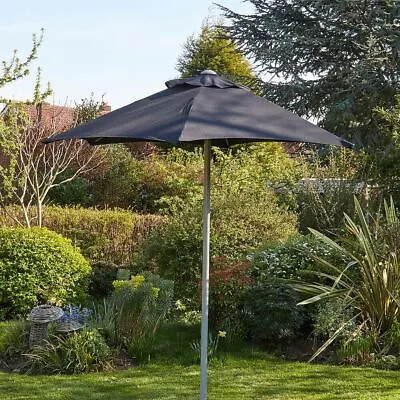 Gozo Market Parasol Black 2m Hexagon Shade Sun Umbrella Aluminium Pole PARGOZ2BK • £24.99