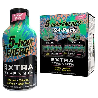 5 Hour Energy Shot Tropical Burst Extra Strength Sugar-Free 24 Pack Exp: 04/25 • $57.74