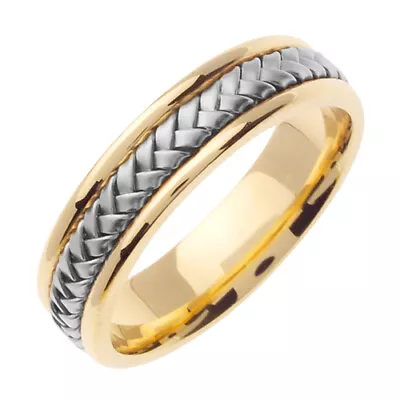 Mark Broumand Men's Braided Wedding Band In 14k Yellow And White Gold 5.5mm • $696