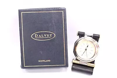 DALVEY TRAVEL CLOCK Compact Folding Clock W/ Black Leather Strap BOXED - S95 • £9.99