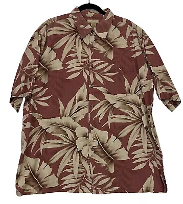 Kona Kai Trading Co Hawaiian Aloha 2XL Silk Blend Floral  Print Shirt Pocket • $21