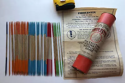 Vtg WWII Let's PLAY FIDDLESTIX Game PLAZA MFG CO NEW YORK NY 42 Stix Rules - B • $22