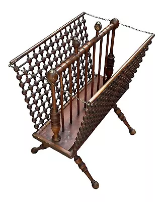 Antique Victorian Arts And Crafts Stick & Ball Magazine Rack • $149.95