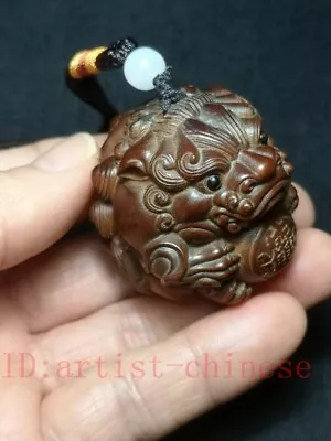 £19.19 • Buy Japanese Boxwood Hand Carved Vivid Lion Figure Statue Netsuke Collectable Gift