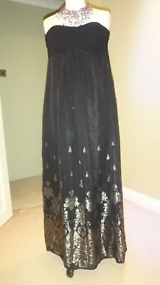 Belle @ Oasis Gorgeous 88% Silk Black Strapless Maxi Dress UK 14 EU 40 • £25