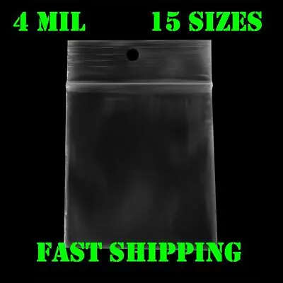 4Mil Hang Hole Plastic Zip Seal Reclosable Poly Bags Jewelry 4 Mil Top Lock • $180.67