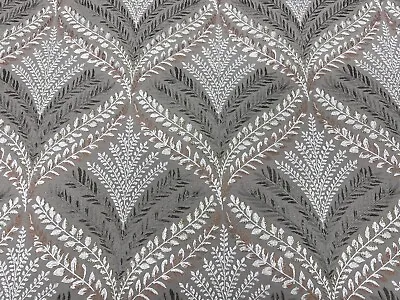 Osborne & Little Embroidered Fern Leaves Linen Fabric- Sotherton Pebble 2.65 Yds • $238.50