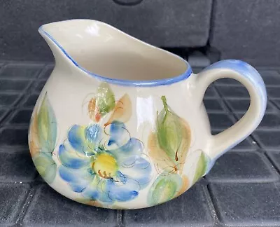 Ceramic Water Pitcher Jug Hand Painted Vintage Crazing Made In Portugal Flowers • $24.99