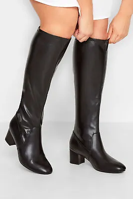 Yours Curve Plus Size  Stretch Heeled Knee High Boots • £50.99