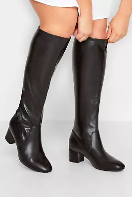 Yours Curve Plus Size  Stretch Heeled Knee High Boots • £54