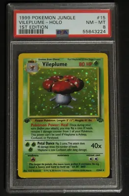 $62 • Buy 1999 Pokemon Jungle 1st Edition Vileplume Holo #15 PSA 8