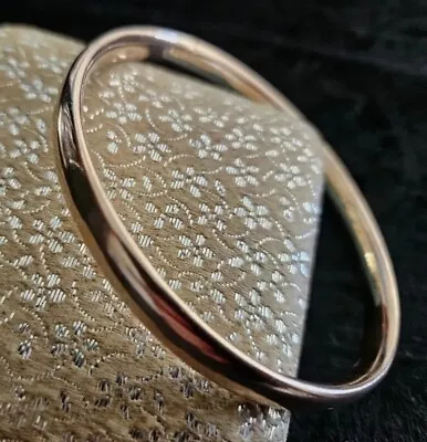 Antique  9ct Rose Gold  LINED Silver Bangle Bracelet. Simple Round Design LARGE  • $169