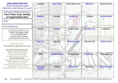 Football Fundraising Cards 25 Pack A5 Charity Scratch Raffle Ticket Draw • £14.02