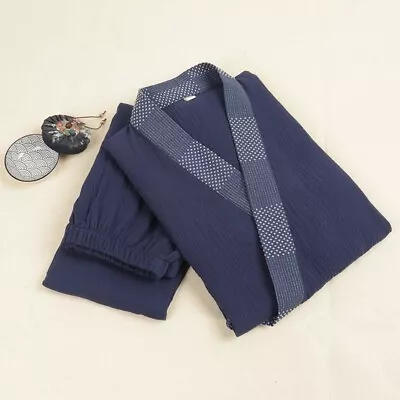 Men Japanese Cotton Pajama Long Pants Kimono Nightwear Loungewear Bathrobe Soft • $45.99