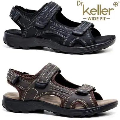Mens Summer Sandals Faux Leather Wide Fit Walking Hiking Trekking Trail Shoes • £17.95