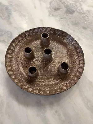 Vtg MCCARTY Pottery Ceramic 5 Pipe Candle Plate Holder Mississippi Mud Signed • $460