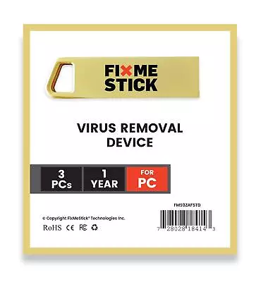 Gold Computer Virus Removal Stick For Windows PCs - Unlimited Use On Up To 3 ... • $81.41