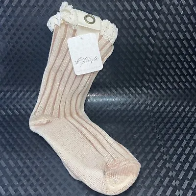 $11 • Buy Free People Women's One Size Brown Molly Washed Ruffle Socks NWT