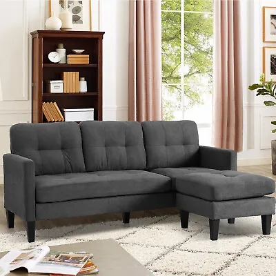 SAMERY Modern Linen Sectional L-Shaped Sofa - Small Space Adjustable Couch New • $299.99