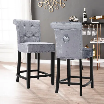 1/2Pcs Ice Velvet Breakfast Bar Stool Pub Kitchen Counter High Chair Barstool UK • £92.95