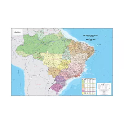 Portuguese Brazil Map Poster Canvas Print Decor 36x24inch • $10.66