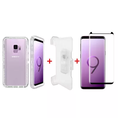 For Samsung Galaxy S9+Plus Transparent Defender Case Clip Fits Otterbox Clear • $23.70