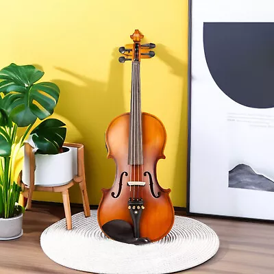 Solid Wood Matte 4/4 Full Size Violin Set W/ EQ Shoulder Rest Electronic Tuner • $178.95