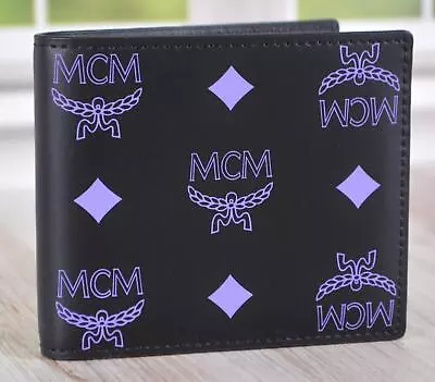 New MCM Men's Black And Purple Leather Visetos Bifold Wallet • $183.96