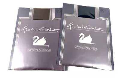 2 Pair Gloria Vanderbilt Day Sheer Pantyhose Plus Size L  NEW Taupe & Navy USA • $6.39