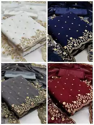 £14.39 • Buy  Salwaar Kameez Indian Wedding Designer 3 Pice Suit Party Wear Unstitched Dress 