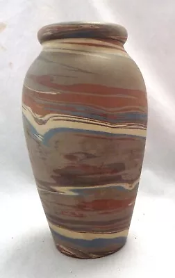 Niloak Mission Swirl 1925-30s Art Pottery Brown Blue 8  Vase • $185