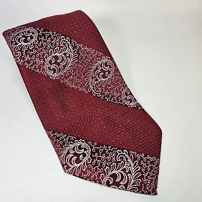 Paisley Mens Tie Necktie Red Bandana Western Jacquard 4.25  X 58.5  Vtg • $24.99