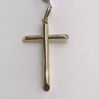 14k Yellow Gold Plain Cross Religious Pendant Women Or Men Italy • $203