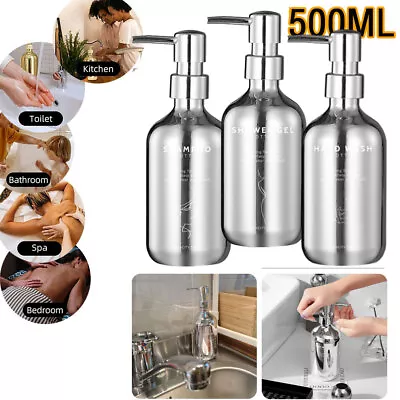 Portable Soap Dispenser 500ML Shower Lotion Refillable Hand Pump Shampoo Bottles • £6.89