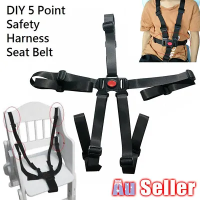 $12.29 • Buy DIY 5 Point Harness Safety Buckle Stroller High Chair Pram Car Seat Belt Strap