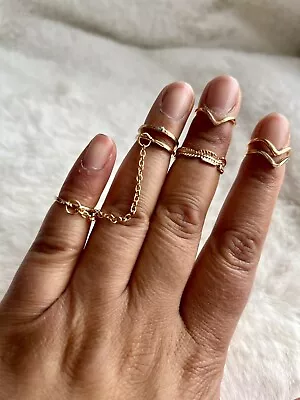 MIDI Fashion Boho Stack Plain Above Knuckle Ring Finger Tip Rings Jewelry Sets • £2.27
