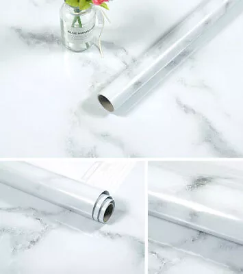 £9.89 • Buy 5M White Marble Self Adhesive Wallpaper Vinyl Film Kitchen Countertop Stickers