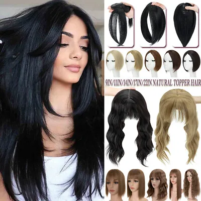 100% Real AS Human Hair Pad Clip In Extensions Topper Hairpiece Natural Thick US • $15.10