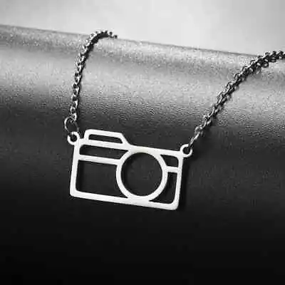 Geometric Line Camera Necklace Stainless Steel Abstract Camera Pendant Necklaces • $5.84