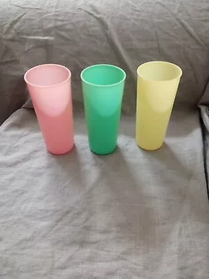 Vtg Tupperware Pastel Tumbler Set Retro Plastic Green Yellow And Pink  • $14.69