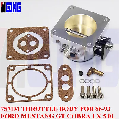 2.95  75mm High Flow Throttle Body  For Ford Mustang 86-93 GT Cobra LX 5.0L SS • $78.24