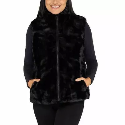 NEW Nicole Miller Ladies' Reversible Black Faux Fur Vest 3X NWT • $22.99