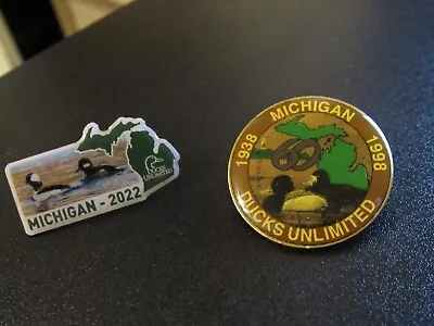 2 Ducks Unlimited Michgan Lapel Pins19982022 • $8.99